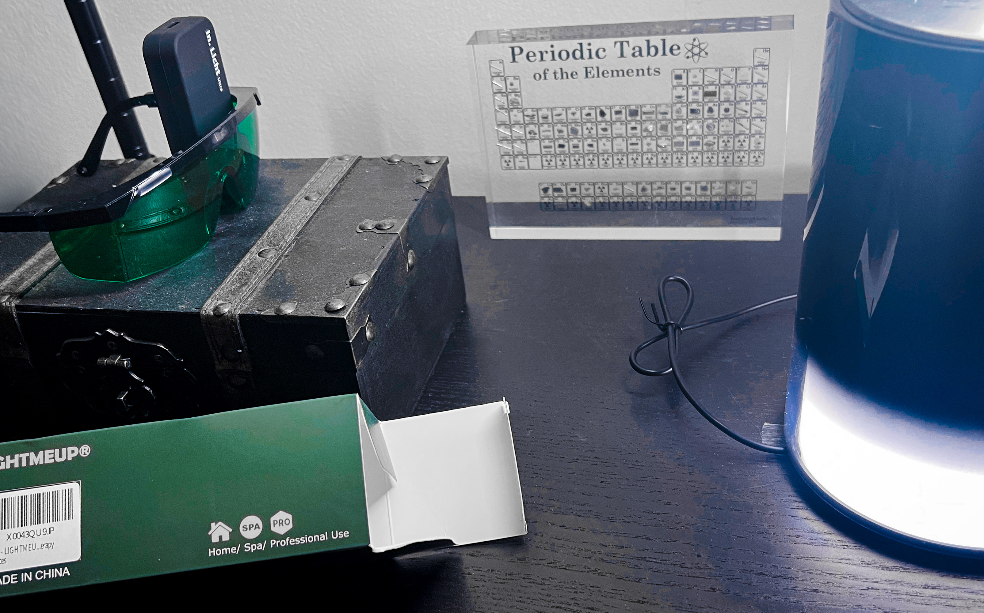 Green glasses spectral testing setup